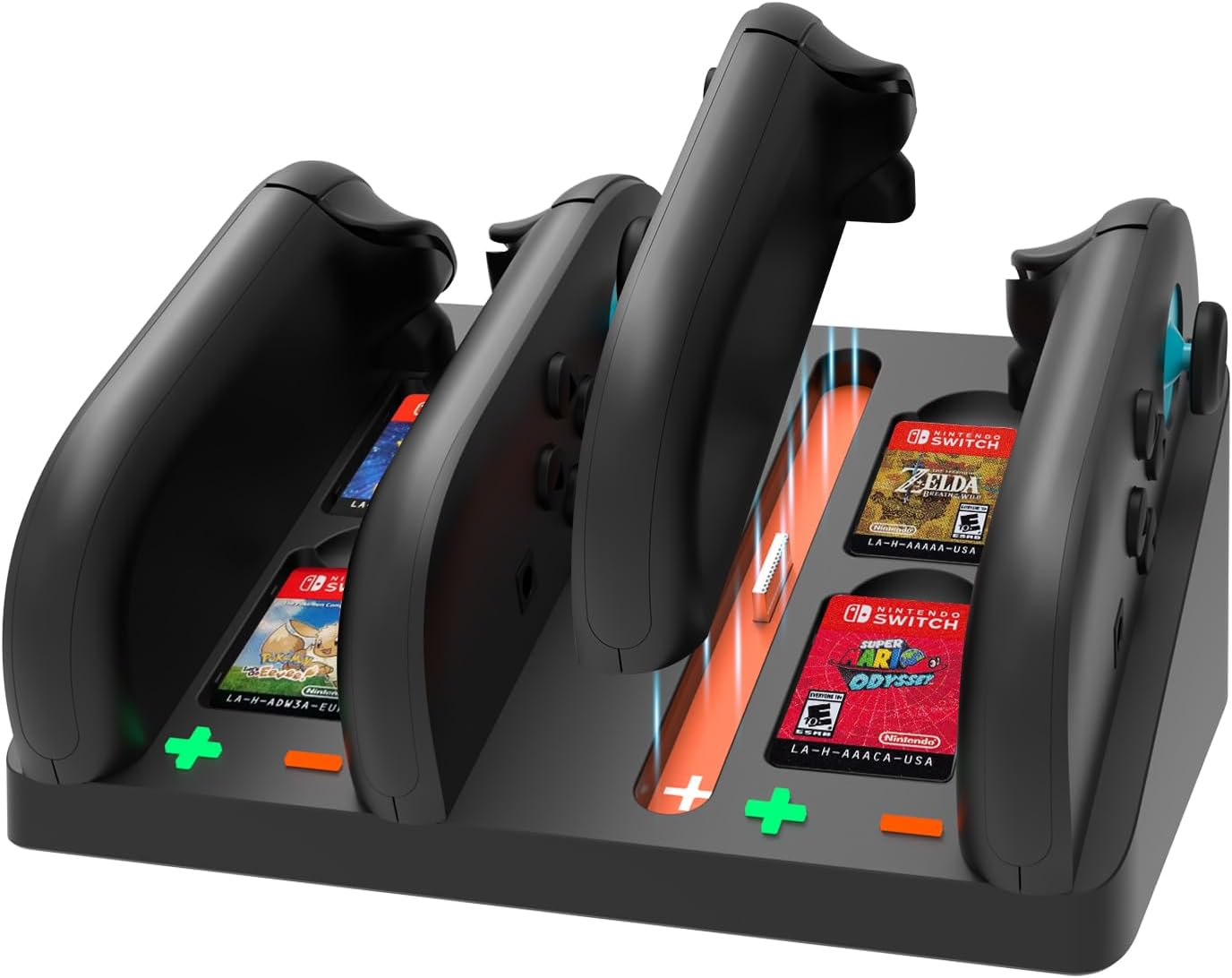 Switch 2 Controller Charger, 4 in 1 Charging Dock for Nintendo Switch 2 Controller Charger Station Storage Stand with USB Cable,Black