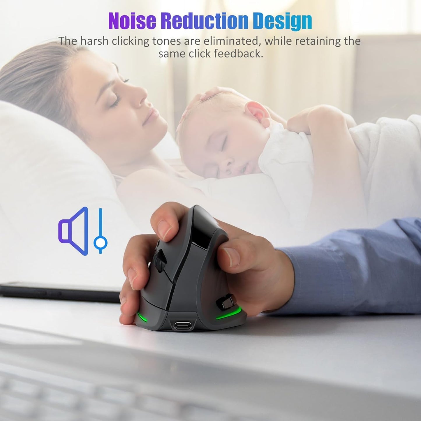 TRELC Wireless Ergonomic Mouse with OLED Screen, Rechargeable Silent Vertical Mouse for 4 Devices Connection (BT+2.4GHz), 4000 DPI, 7 Buttons for Windows/PC/Desktop/Laptop/Tablet (Dark Gray)