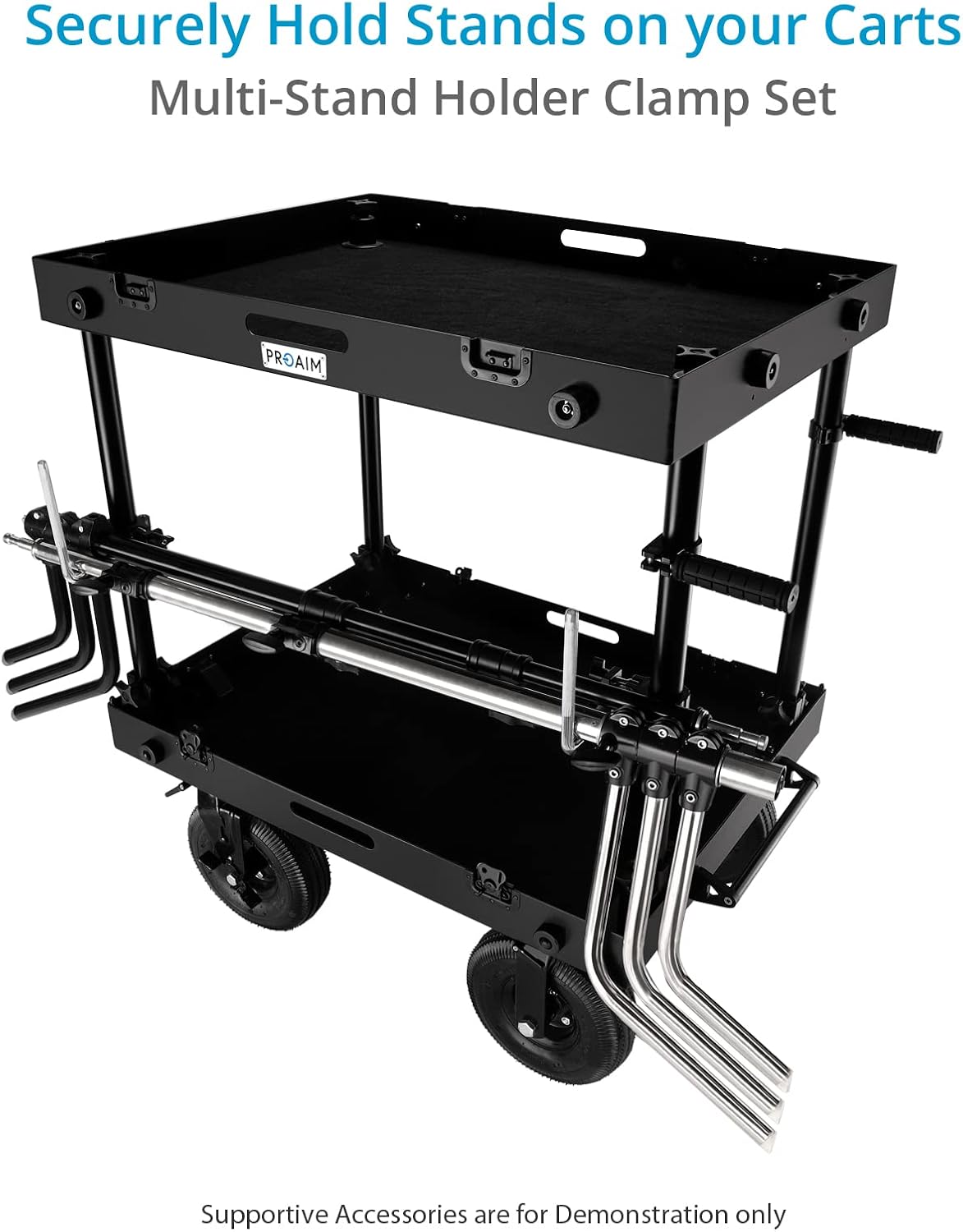 PROAIM Multi-Stand Holder Clamp Set for Camera Production Cart – Holds Lights & C-Stands, Compatible with Victor/Atlas Cart, Payload up to 68 kg /150 lb (VCTR-LC)