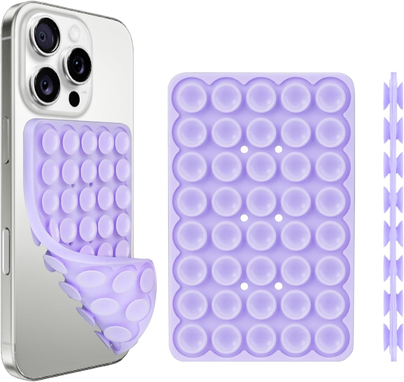 1 Pack Silicone Suction Cup Phone Case Mount Double Sided, Phone Accessories Hands-Free Strong Grip Holder for Selfies and Videos, Silicon Phone Stand Sticky for iPhone and Android Purple