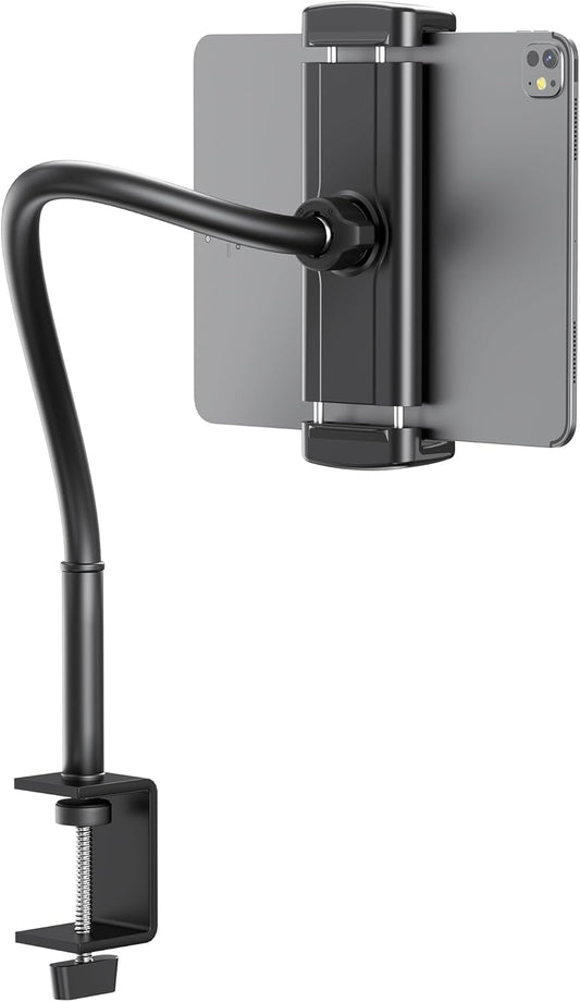 Tablet Stand for Desk, Gooseneck iPad Holder Clamp Mount, 360° Adjustable Arm Mount for iPad Pro/Air/Mini, Kindle Fire, Galaxy Tabs, 4.7"-13.5" Tablets, for Kitchen, Work, Video Call, Bed
