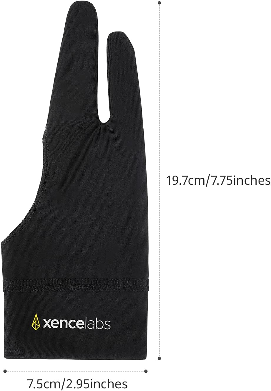 XENCELABS Drawing Glove, Breathable Artist Glove for Drawing Tablet, Two Fingers for Left Right Hand Black Size S