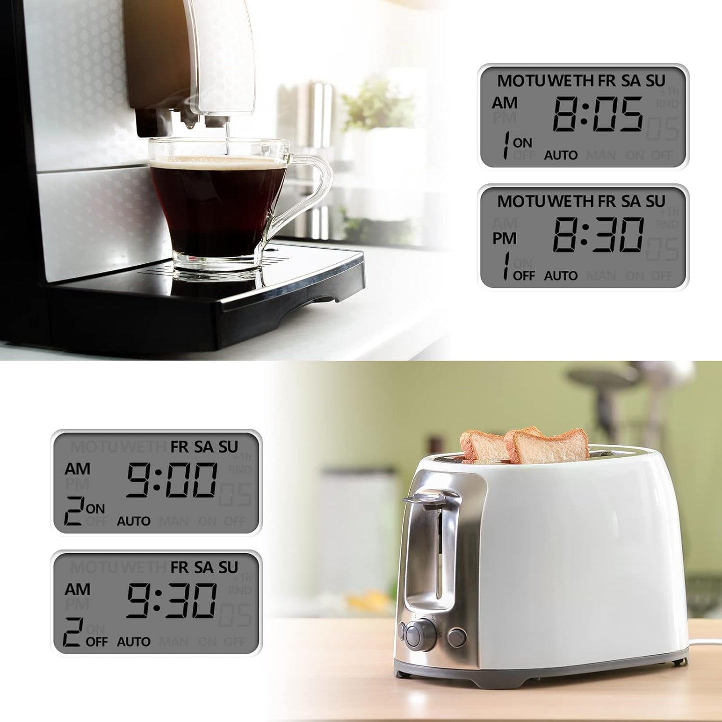 BN-LINK Salida de temporizador Digital, temporizador programable resistente de 7 días, programas de encendido/apagado de 3 clavijas a Tierra