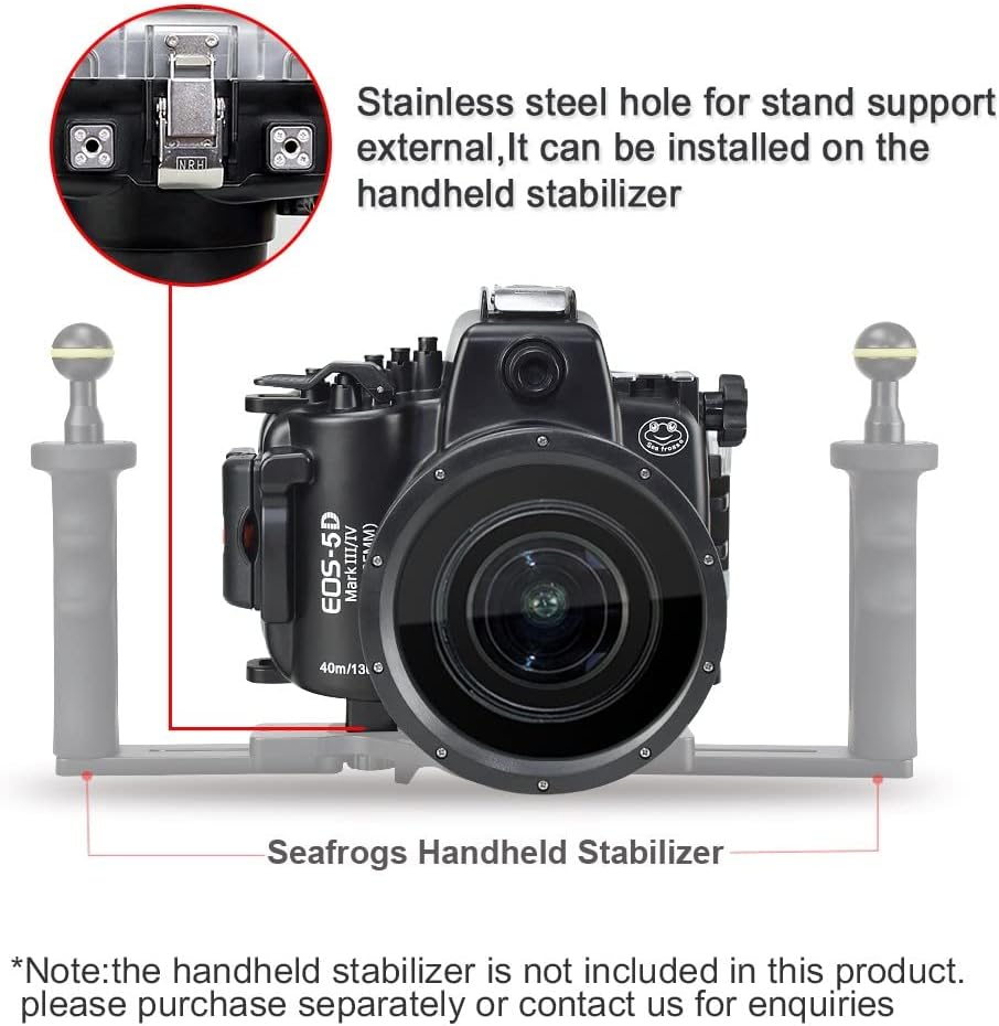 Sea frogs Camera Housing Compatible with Canon EOS 5D Mark III/IV with EF16-35mm f/2.8LII USM Lens,Waterproof IPX8, 40m/130ft Depth Protection EOS 5D Mark 4 Underwater Camera Case, Ideal for Diving
