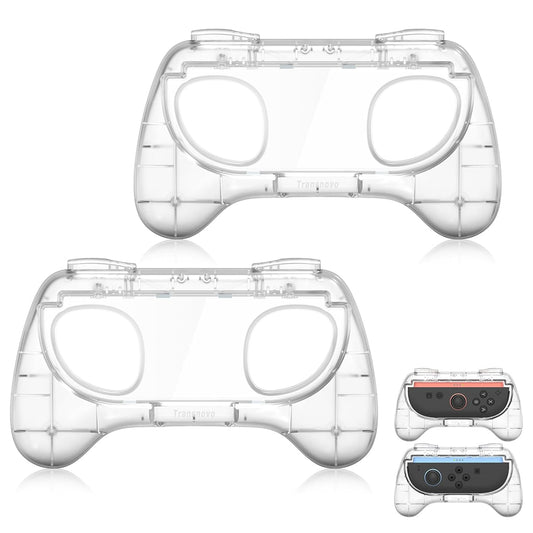 TRANSNOVO Hand Grips for Switch 2，Wear-Resistant Switch Accessories Controller Grips for JoyCon，2 Pack Comfort Handles (Transparent)