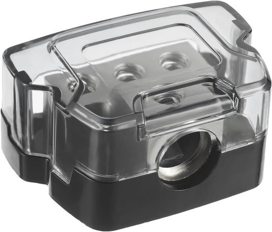 BOJACK 3 Way Power Distribution Connecting Block 1x0/2/4 Gauge Input 3x4/8 Gauge Output Power Distribution Block for Car Amplifier Audio Splitter
