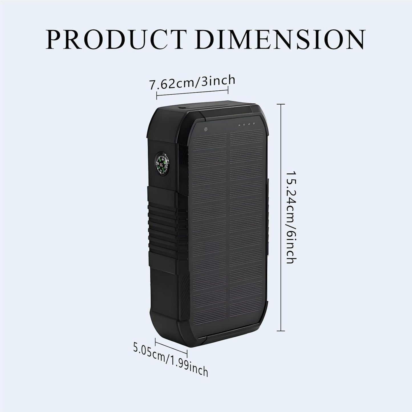 Solar Power Bank 66800mAh Built in Hand Crank and 4 Cables 22.5W Fast Charge,Camping Essentials/SOS/Strobe/Strong Flashlights,Compass Solar Portable Charger Power Bank (Black)