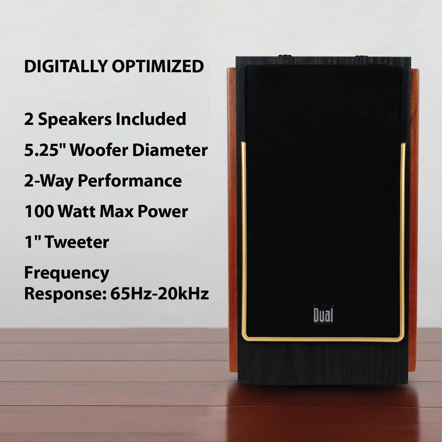 Dual Electronics LUHSL20B Cherrywood and Black 2-Way Bookshelf Speakers with Bluetooth | Home Stereo, PC | Loud & Deep Rich Bass | Wireless Remote Control | Smart Speaker Dock | Sold in Pairs