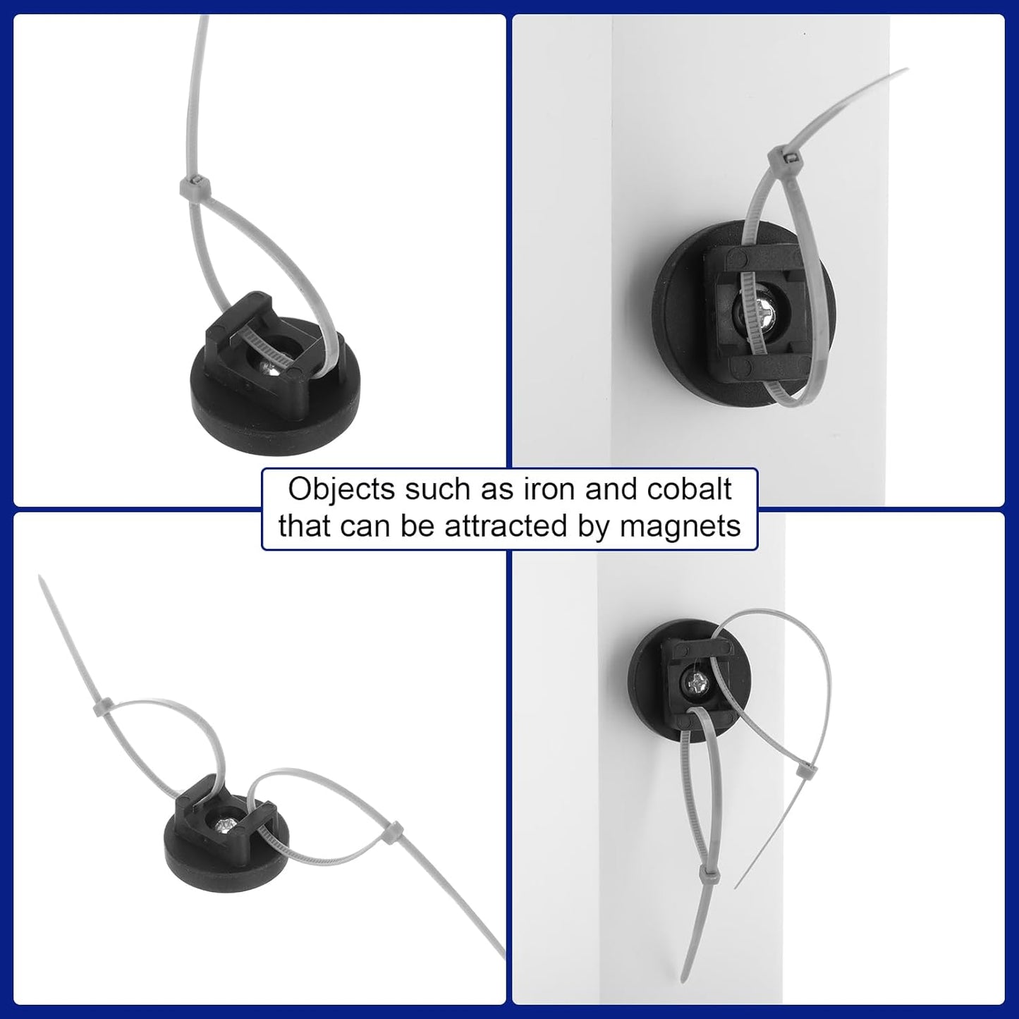 Yookeer Magnetic Zip Tie Mount Base Black Magnetic Cable Clips Wire Holder Multipurpose Cable Ties Management Base Electrical Supplies for Wire