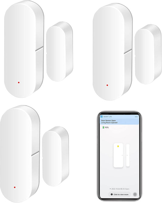 WiFi Door Sensor: Smart Door Open/Closed Detectors, Wireless Window Sensor with App Notification Alert, Contact Sensor for Home Security, Compatible with Alexa Google Assistant (3pack)