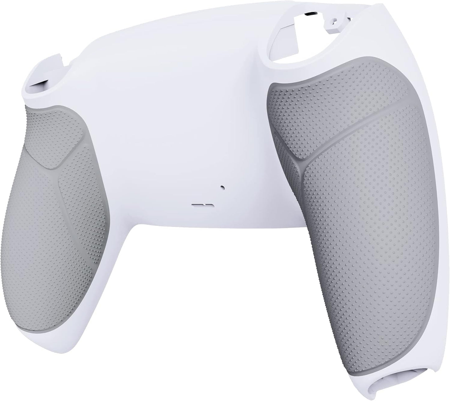 eXtremeRate White & Gray Performance Rubberized Grip Custom Back Plate Bottom Shell Compatible with ps5 Controller, Replacement Back Shell Cover Compatible with ps5 Controller