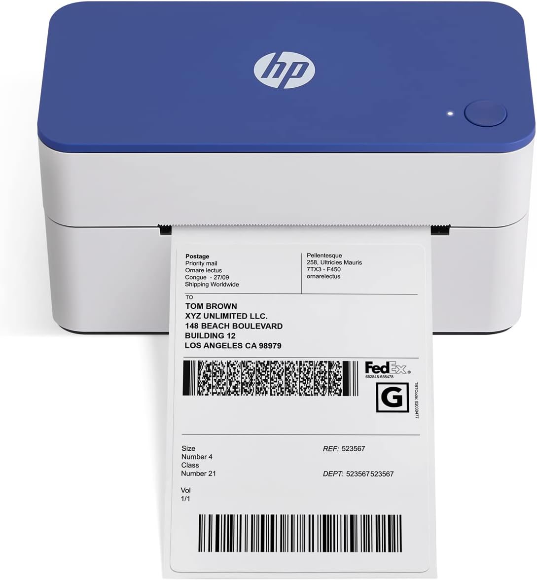 HP Shipping Label Printer, Commercial Grade Direct Thermal, Compact & Easy-to-use, High-Speed 300 DPI, Barcode, Compatible with, UPS, Ebay, ShipStation More, HPKE103, 7.9''x 4.6'' x 4.7'', white