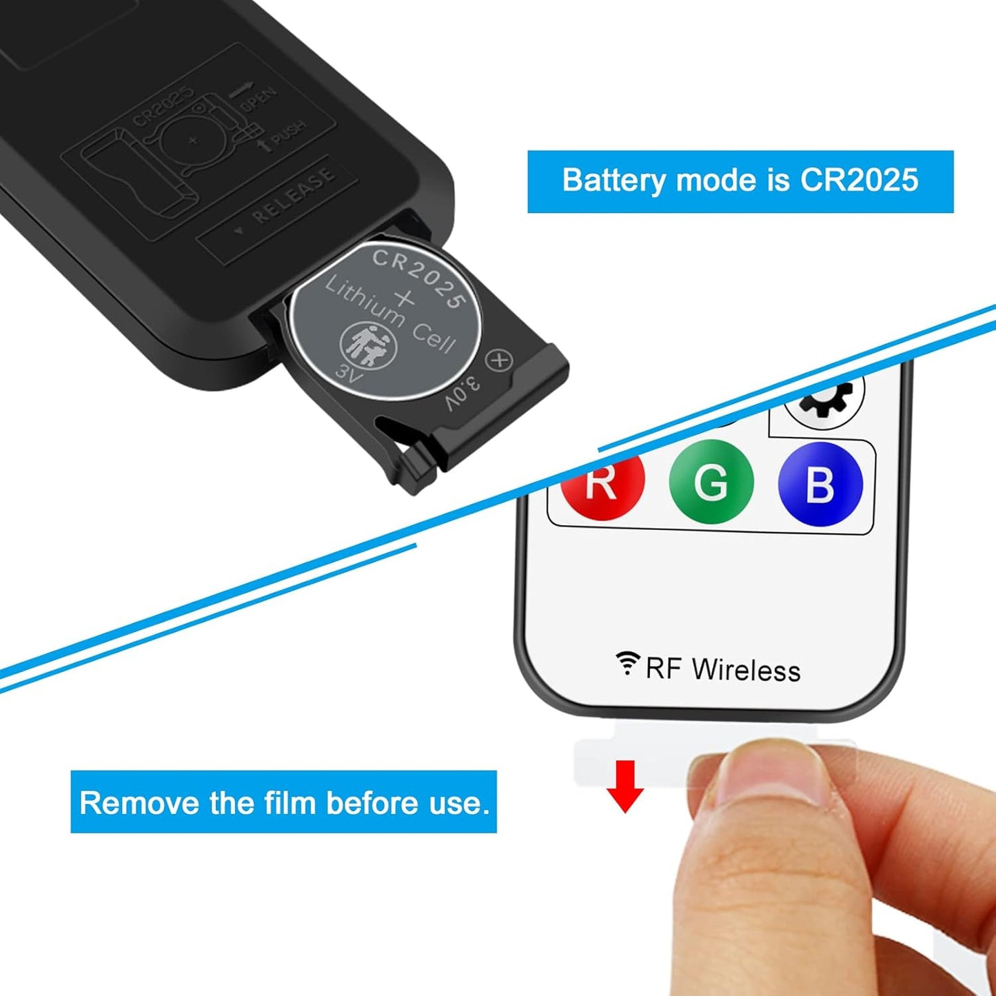 RGBZONE RF 3-PIN LED Controller, RF Wireless Remote Control, DC 5V/12V/24V Mini LED Controller for WS2812 WS2811LED Strip Light (14 Key)