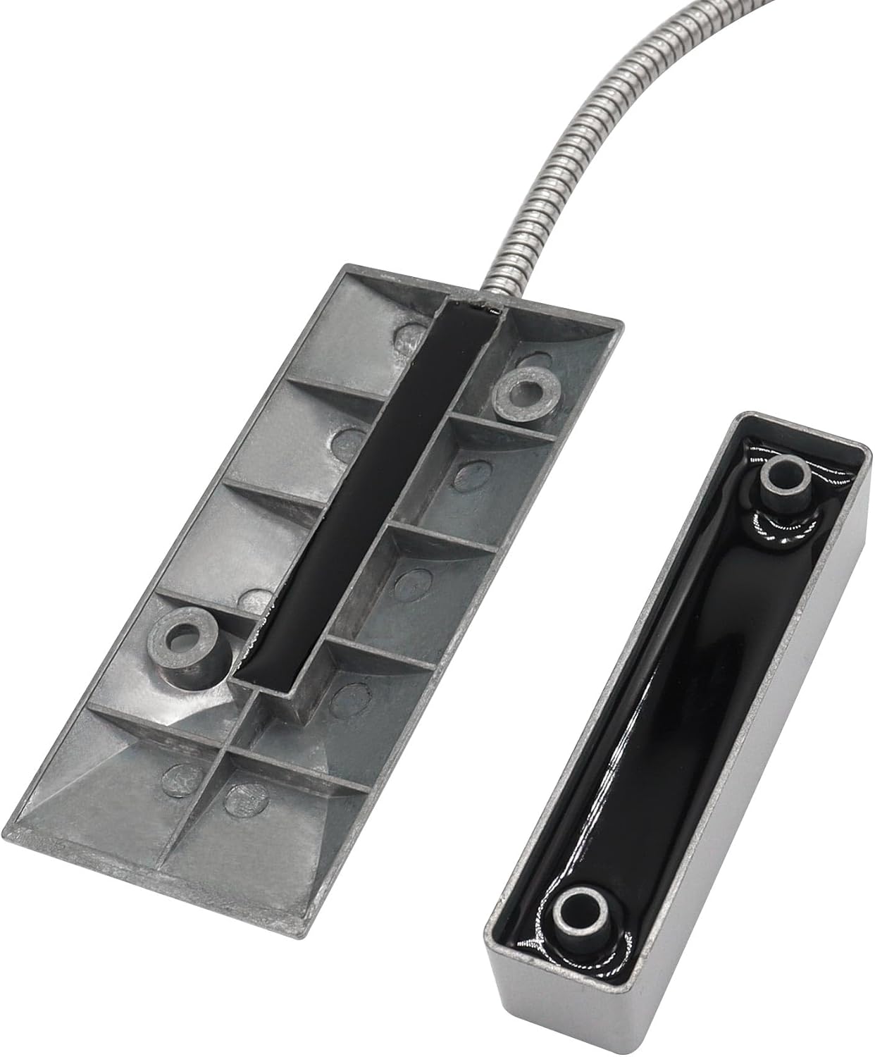 Magnetic Reed Switch Wired Surface Mount Normally Open NO Contact Sensor Alarm Magnetic Door Switch with 2 Wires, Zinc Alloy Sliver, OC-60