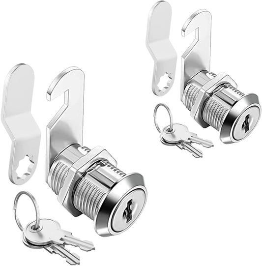 Cabinet Cam Locks Keyed Alike, 1'' Fits on 3/4'' Max Door Thickness, Secure File Drawer Mailbox RV Storage Replacement Set, Zinc Alloy (1 Inch 2Pcs)
