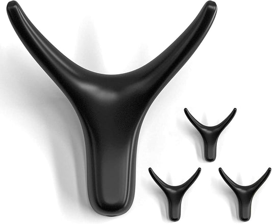 4 Packs Towel Hooks,Coat Hook Cow Head Wall Hooks, Metal Heavy Duty Wall Hooks for Hanging Coats, Hats, Bags, Kitchenware and Towels in Living Room, Kitchen, Bedroom and Bathroom (Black)