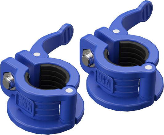 MAXRICH T Barbell Clamp 1 inch Multiple Sizes & Adjustable Weight Clips for Barbell Quick Release Barbell Clips|Barbell Collar Bar Locks for Weight Lifting (Blue 0.9-1.18inch)
