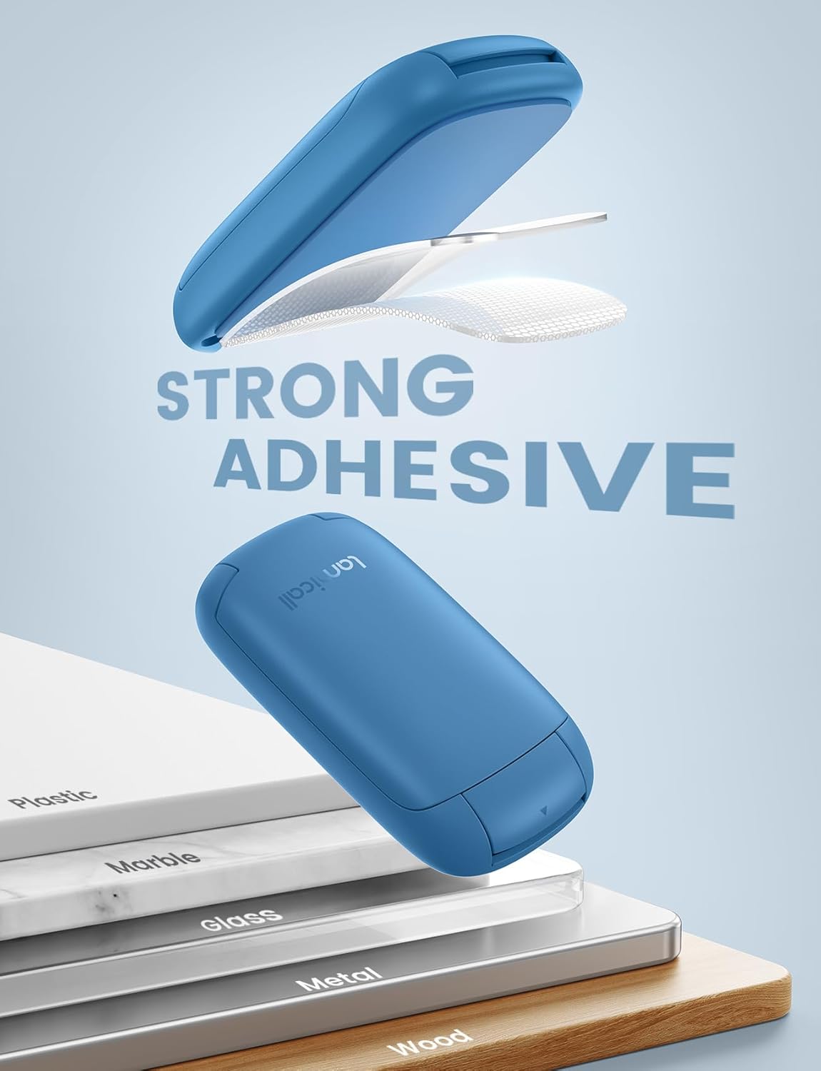 Lamicall Headphone Stand, Sticky Headset Holder - Foldable Headphone Holder Hook Mount, Adhesive Headset Hanger Clip Under Desk, Earphone Clamp for Airpods Max, HyperX, Sennheiser, Blue