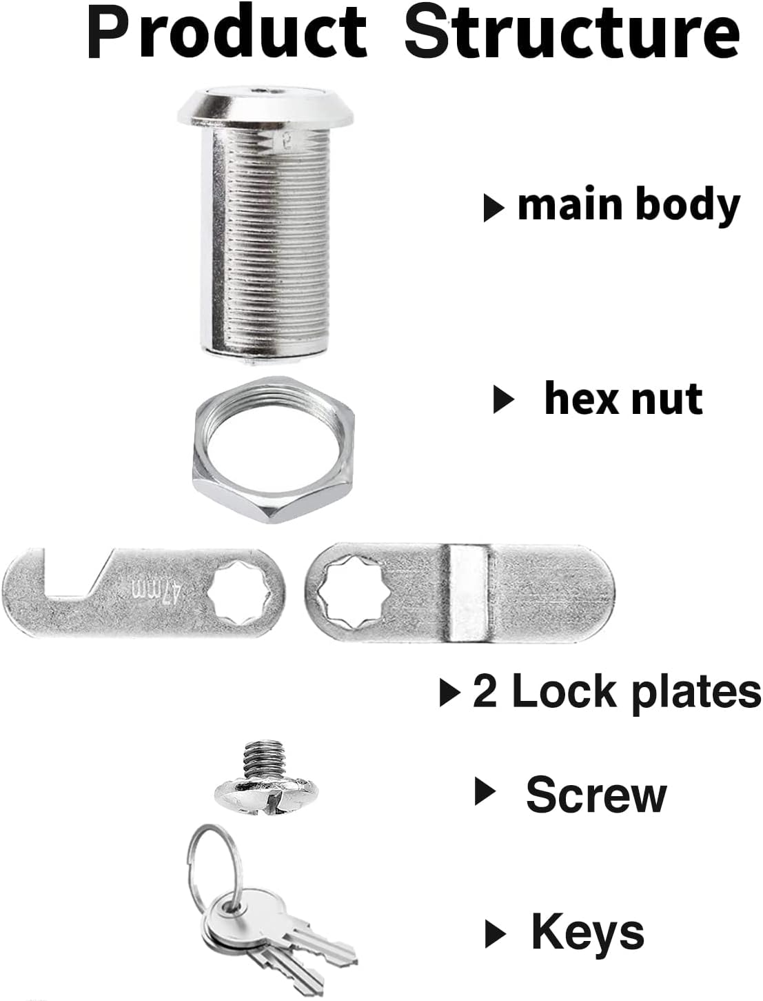 Cabinet Cam Locks Keyed Alike, 1-1/8'' Fits on 7/8'' Max Door Thickness, Secure File Drawer Mailbox RV Storage Replacement Set, Zinc Alloy (1-1/8 Inch 2Pcs)