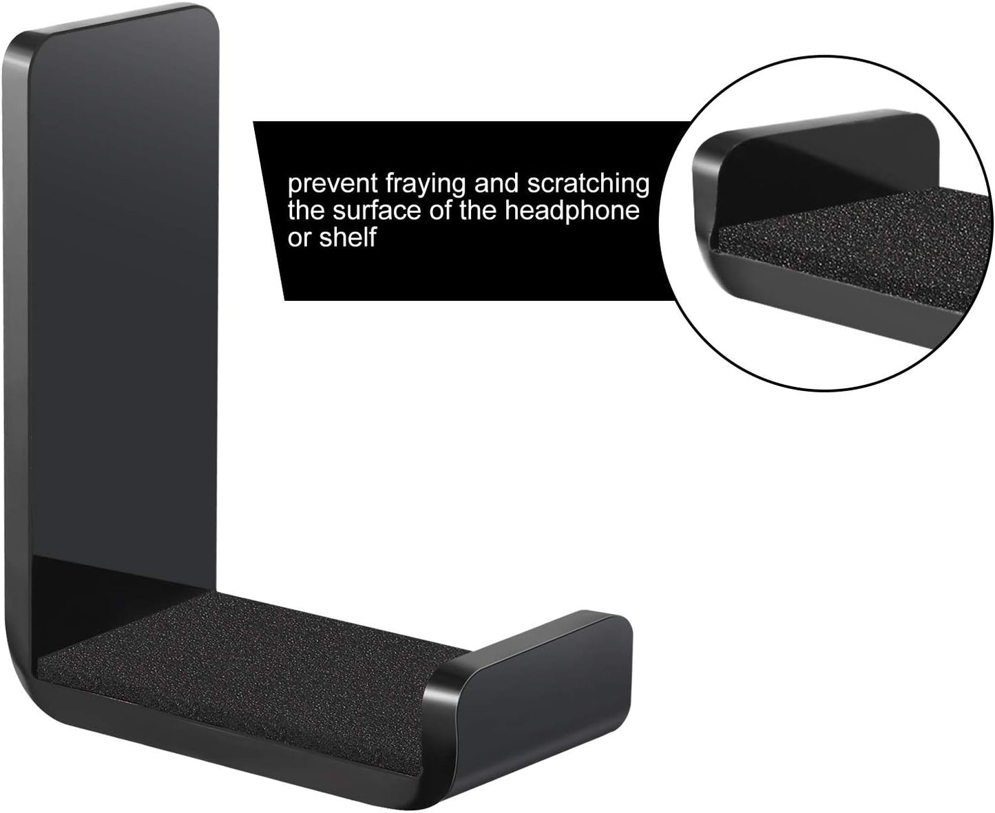 Weewooday 4 Pieces Headphone Hanger Holder Desk Adhesive Headphone Hook Wall Mount Headset Stand Acrylic Holder with Glues for General Purpose Game Earphone(Black)