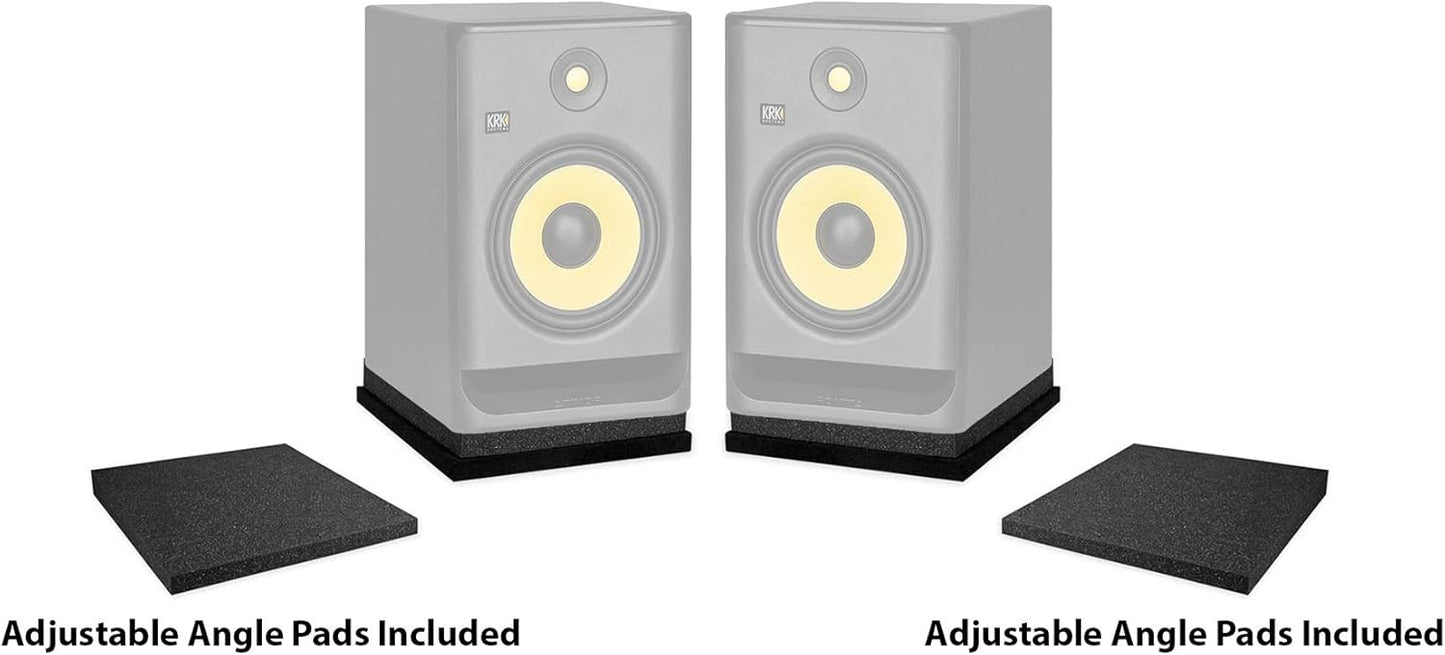 Rockville Pair Iso-8 Studio Monitor Isolation Pads for 8" Speakers, High-Density Acoustic Foam, Angle Adjustable, Reduces Vibrations, for Home Studio Recording Monitors