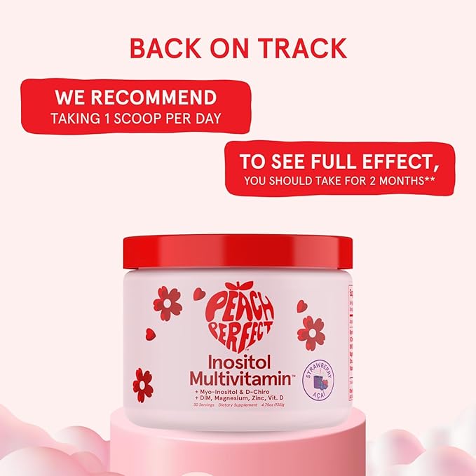 Inositol Powder Multivitamin, Strawberry Acai Flavor – 4g Myo & D-Chiro Inositol, DIM, Zinc, Magnesium Glycinate, Vitamin D3 – Supports Women’s Health, Cycle, Energy, 30 SVG