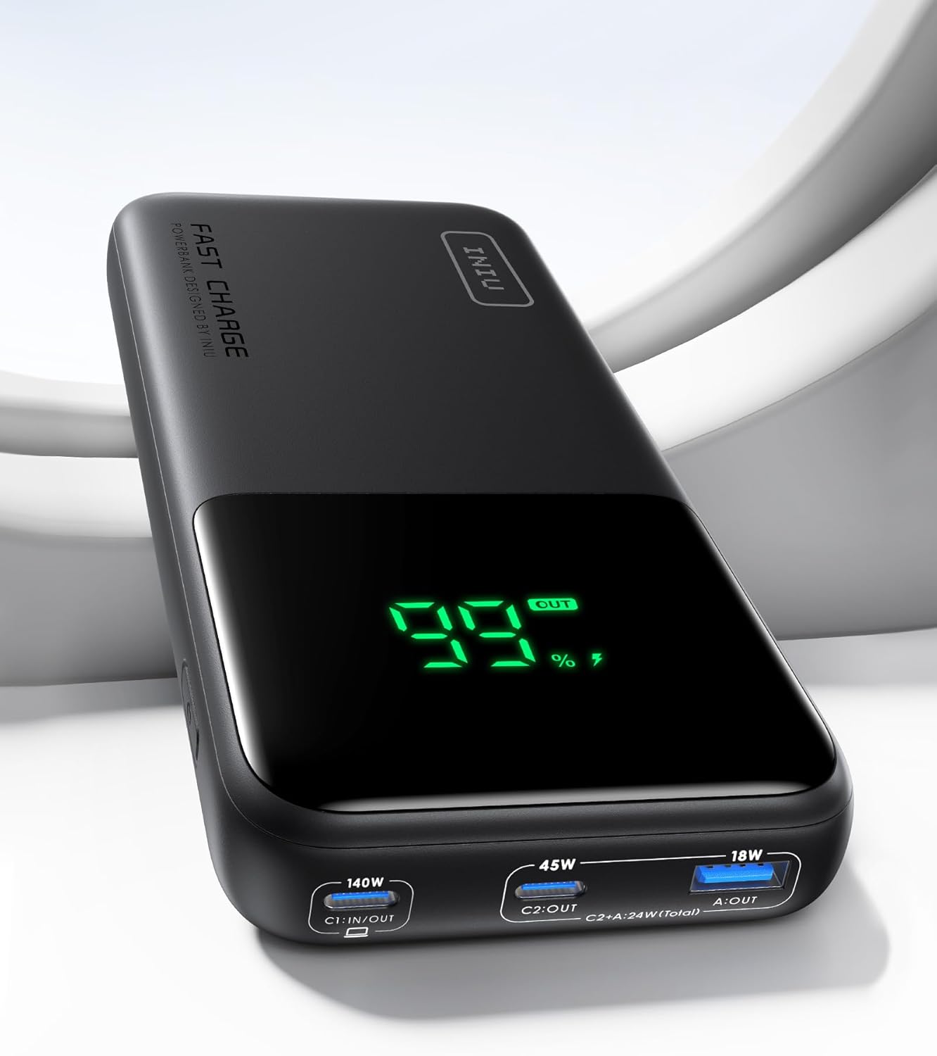 INIU 140W Power Bank, Compact 25000mAh High Capacity Laptop Portable Charger, USB C in&Out Tablet Powerbank, Smart Digital Display Phone Charger for iPhone 16 15, Samsung, iPad, MacBook, Laptop etc.