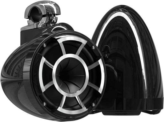 wet sounds Rev 8 Black V2 Revolution Series 8" Black Tower Speakers w/Fixed Clamp Mini