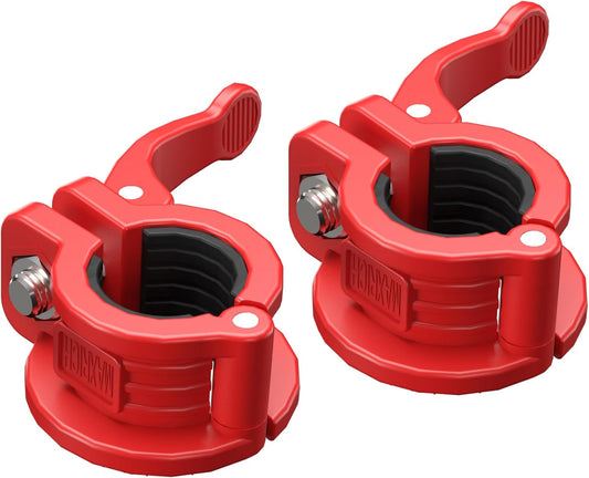 MAXRICH T Barbell Clamp 1 inch Multiple Sizes & Adjustable Weight Clips for Barbell Quick Release Barbell Clips|Barbell Collar Bar Locks for Weight Lifting (Red)