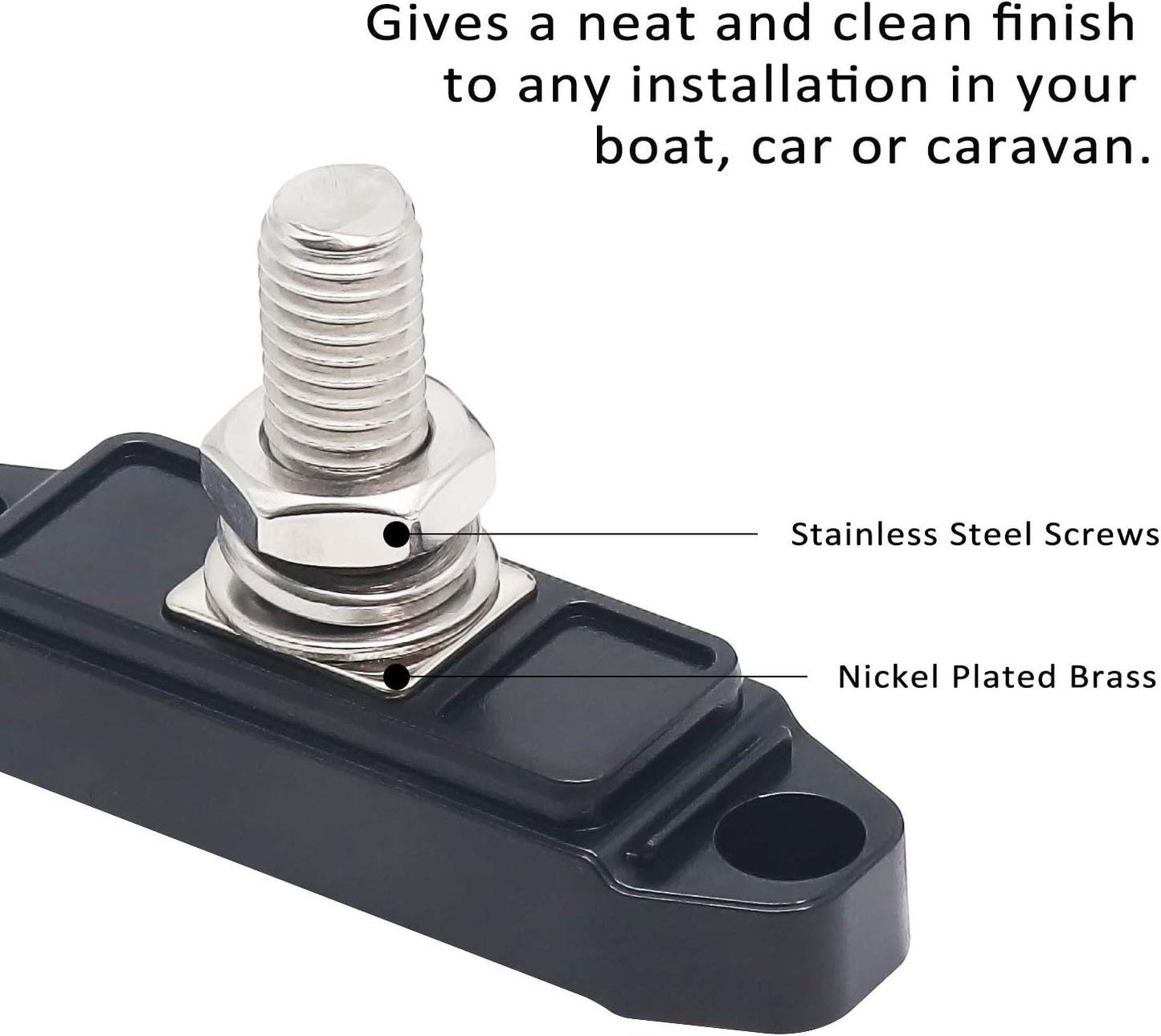 RECOIL S1P-38 Busbar Single 3/8” Studs Power Distribution Block with Ring Terminals Bus Bar Pair Red & Black