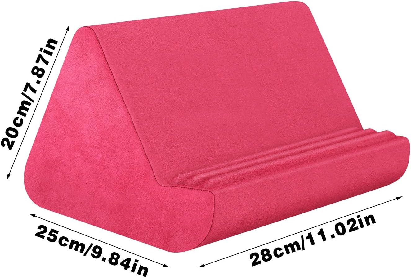 Rose Red Soft Tablet Pillow - Adjustable Stand for iPads & More, Lazy Holder with Pocket