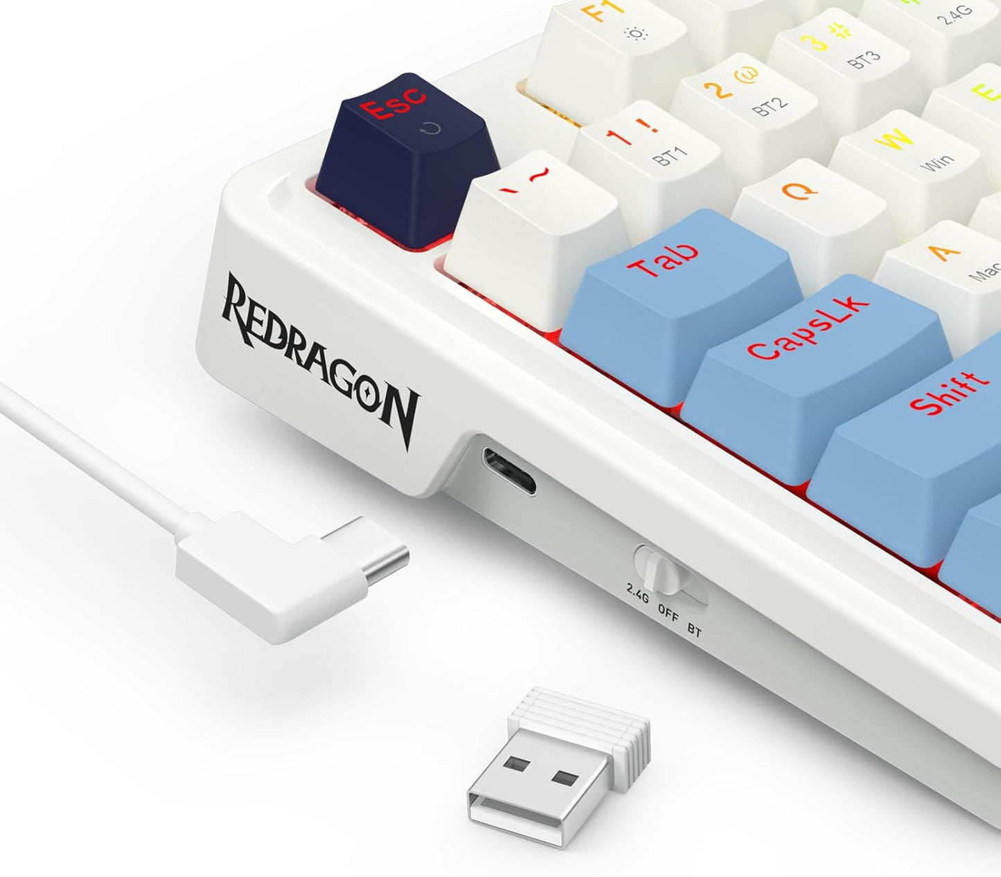 Redragon K728 PRO 80% Wireless Gasket RGB Gaming Keyboard, 3-Mode 87 Keys TKL Mechanical Keyboard w/Hot-Swap Socket, Mixed Color Keycaps & 5-Layer Noise Dampening, Custom Linear Switch