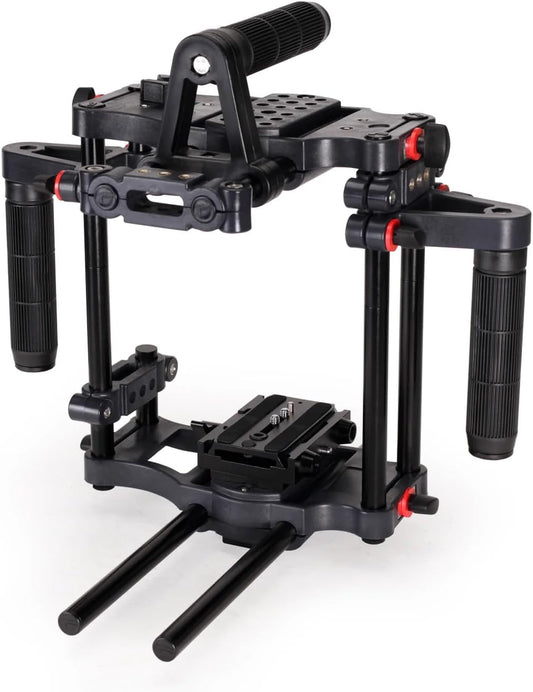 Power DSLR Camera Cage for DSLR DSLM Cameras Only. Adjustable Handles & 15mm Rod Adapter. Tripod Compatible. Comes with Quick-Release Plate (FC-CTH)