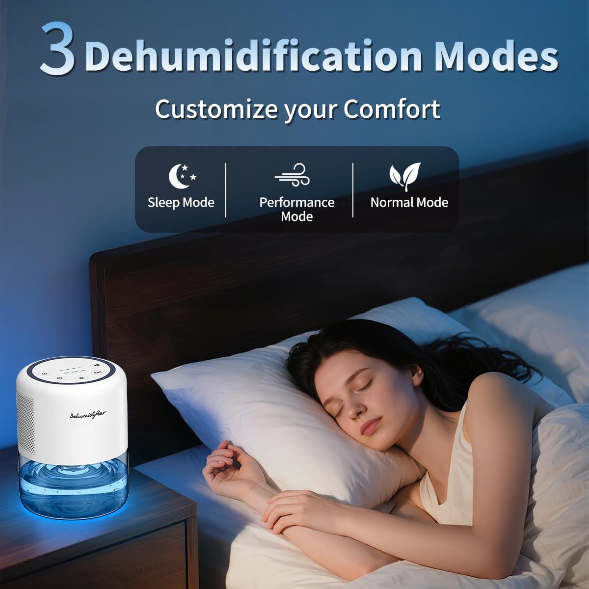 44oz(1.3L) Small Dehumidifier for Home, Auto-Off Quiet Portable Dehumidifier with 3 Modes, 10 Color Lights, 4 Timer Settings for Bedroom Bathroom Closet (215 sq.ft)