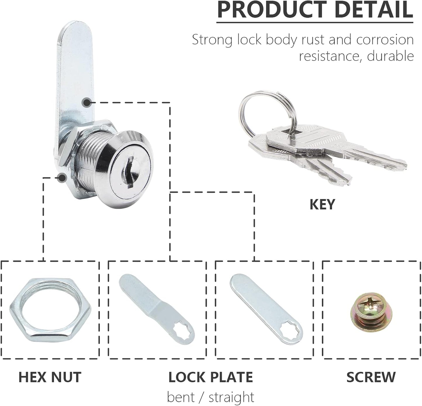 Uenhoy 6 Pack Cam Locks, Keyed Alike - 3/4" (20mm) Set for Drawers, Mailbox, Tool Box, RV, File Cabinet Locks with Keys
