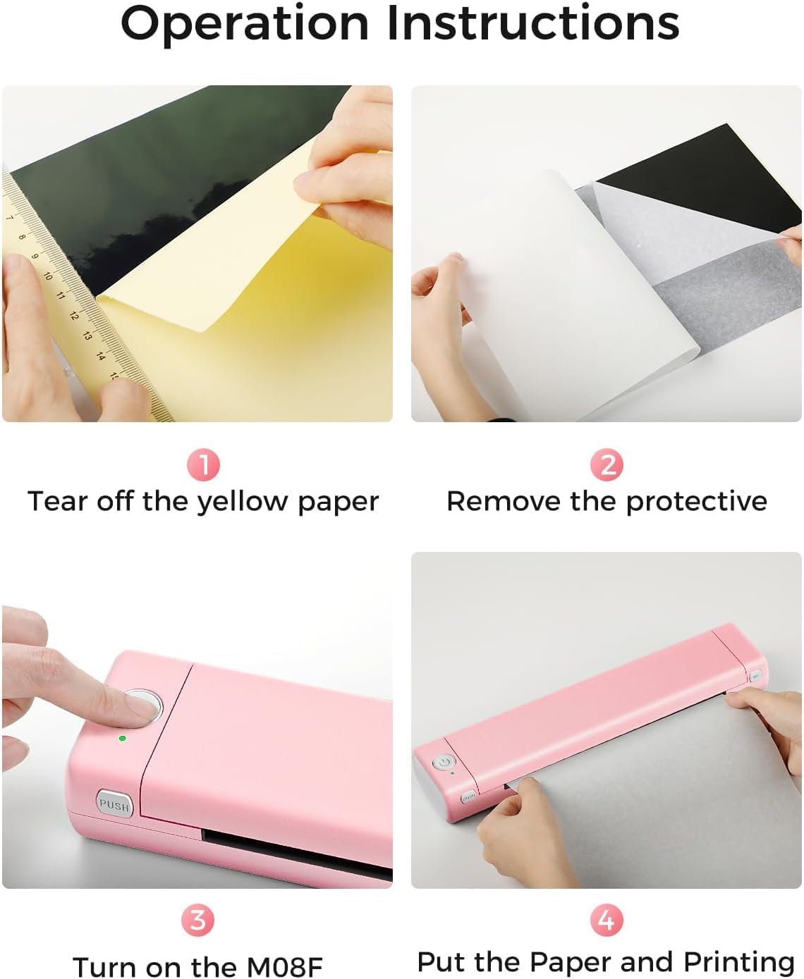 Phomemo Inkless Portable Printer for Travel - Wireless Thermal Printer Compatible with Phone & Laptop, Bluetooth Printers Supports 8.5" X 11" Letter Thermal Paper, Come with Carry Case