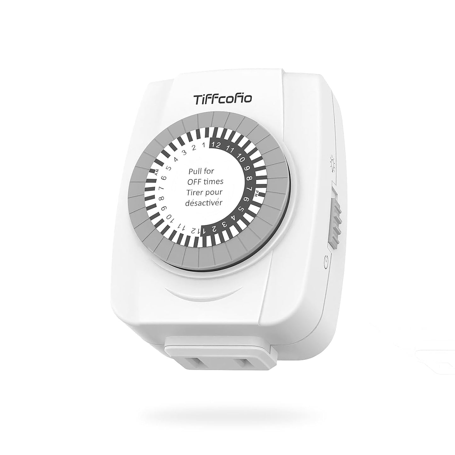 TiFFCOFiO Indoor Mechanical Timers for Electrical Outlets, 2 Prong Plug in Outlet Daily Repeating Light Timer for Indoor Lights, ETL Listed (1 Pack)