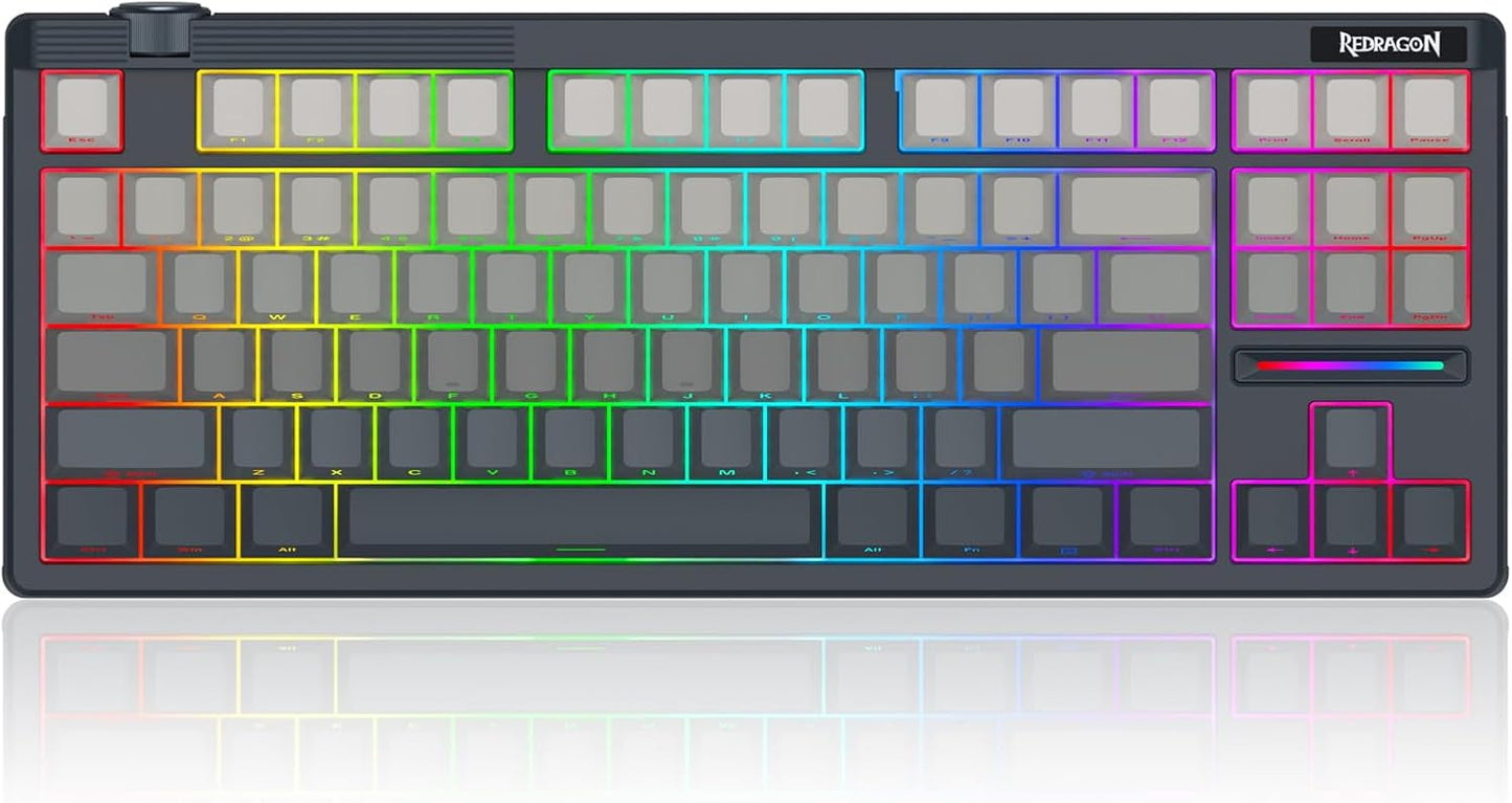 Redragon K729 PRO 80% Wireless Gasket RGB Gaming Keyboard, 3-Mode TKL Mechanical Keyboard w/Knob Control, Gradient PBT Keycaps, Hot-Swap South-Facing Socket & 5-Layer Dampener, Custom Silent Switch