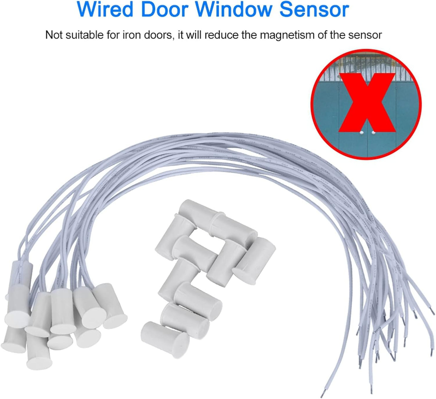 10Pcs 100VDC Recessed Door Sensor, 15mm-5mm Door Magnetic Reed Switch for Home Security Alarm Systems, Door Magnetic Sensors for Alarm Control Panels GND Port and N.C. Port