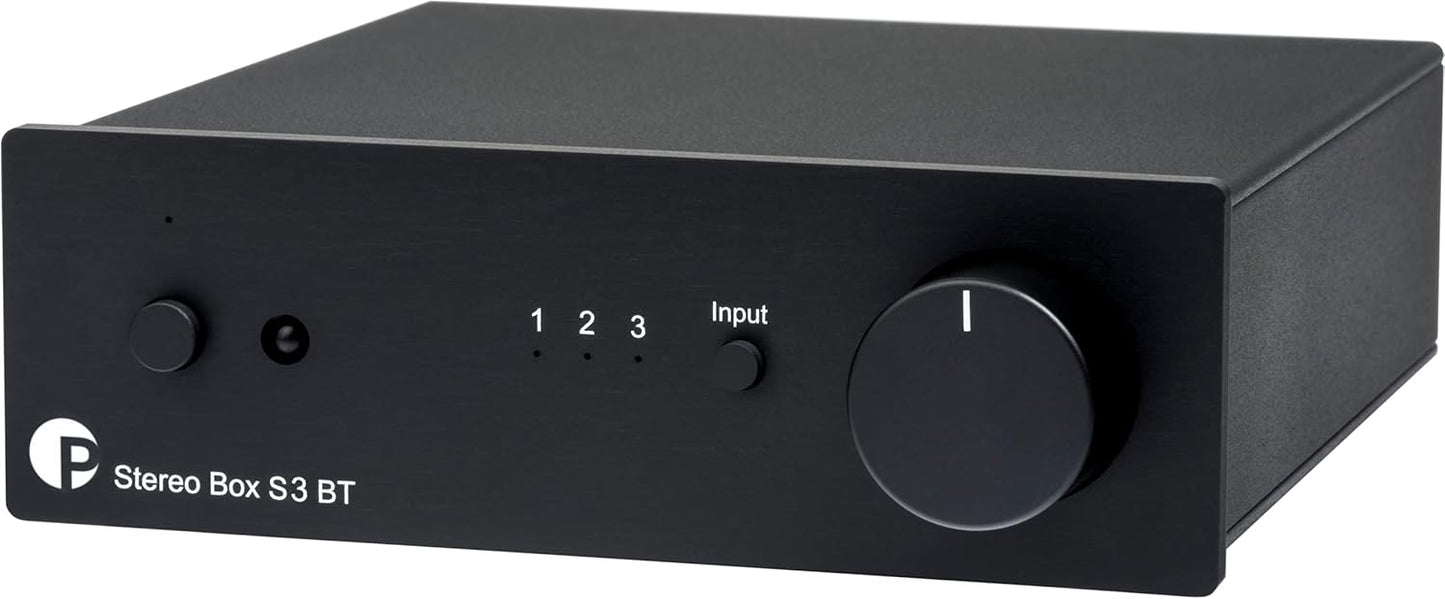 Pro-Ject Stereo Box S3 BT Ultra Compact Integrated Amplifier with Bluetooth and Motor Potentiometer (Black)