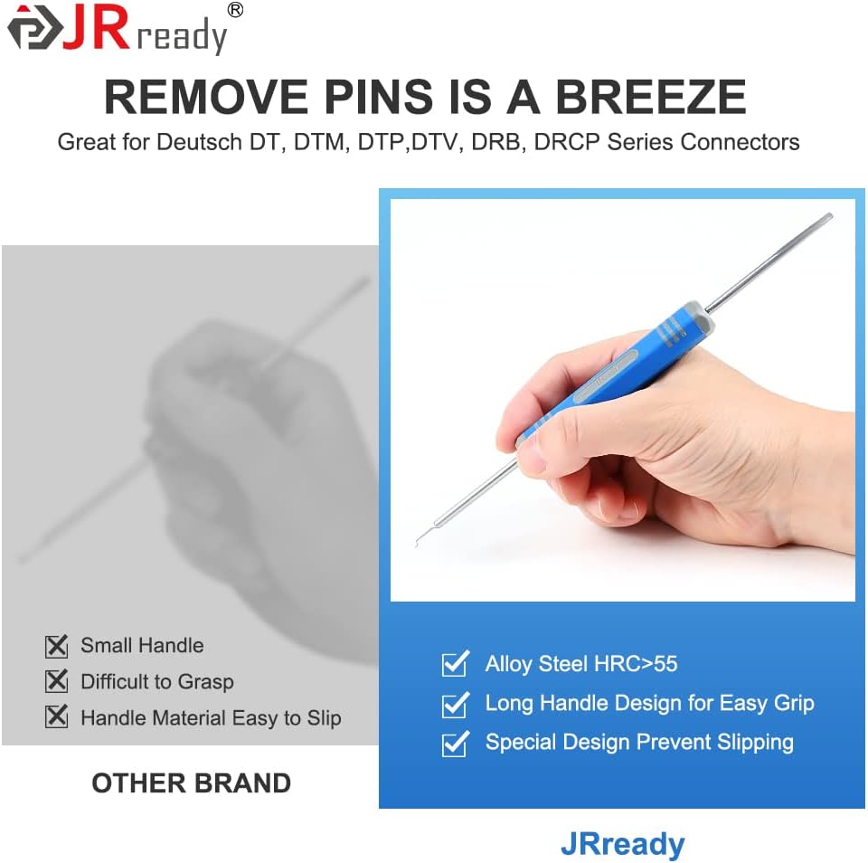 JRready DRK-RT1B Deutsch Pin Removal Tool, Pin Socket Contact/Wedgelock Removal Tool, Suitable for Deutsch DT, DTM, DTV, DRB, DRCP and Strike Connectors