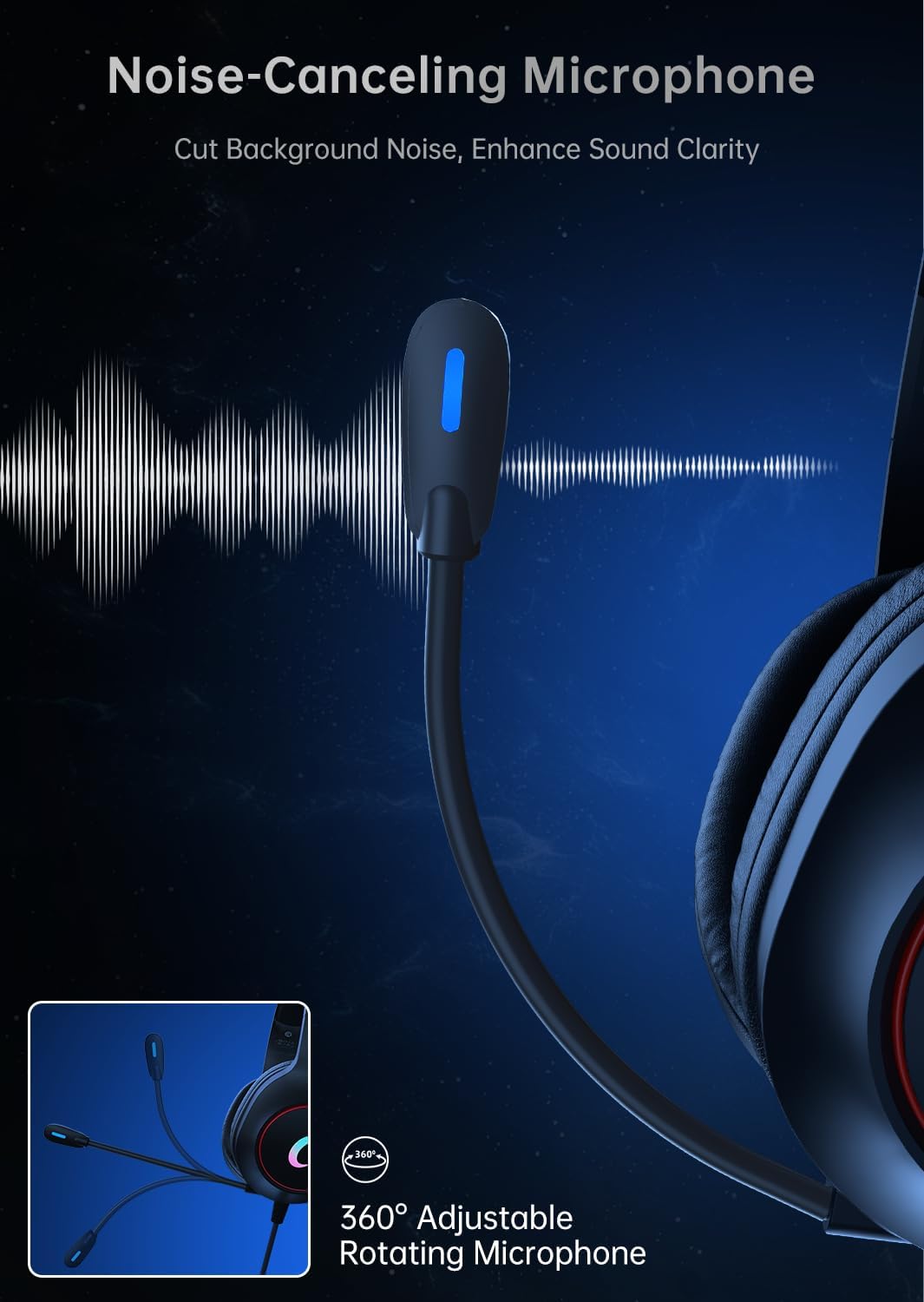 CM7002 Gaming Headset for PS5, PS4, PC, Mac, Switch, Xbox Series, Surround Sound RGB Gaming Headphones with Noise Canceling Microphone, 50MM Dynamic Drivers, 3.5MM Audio Jack, Black