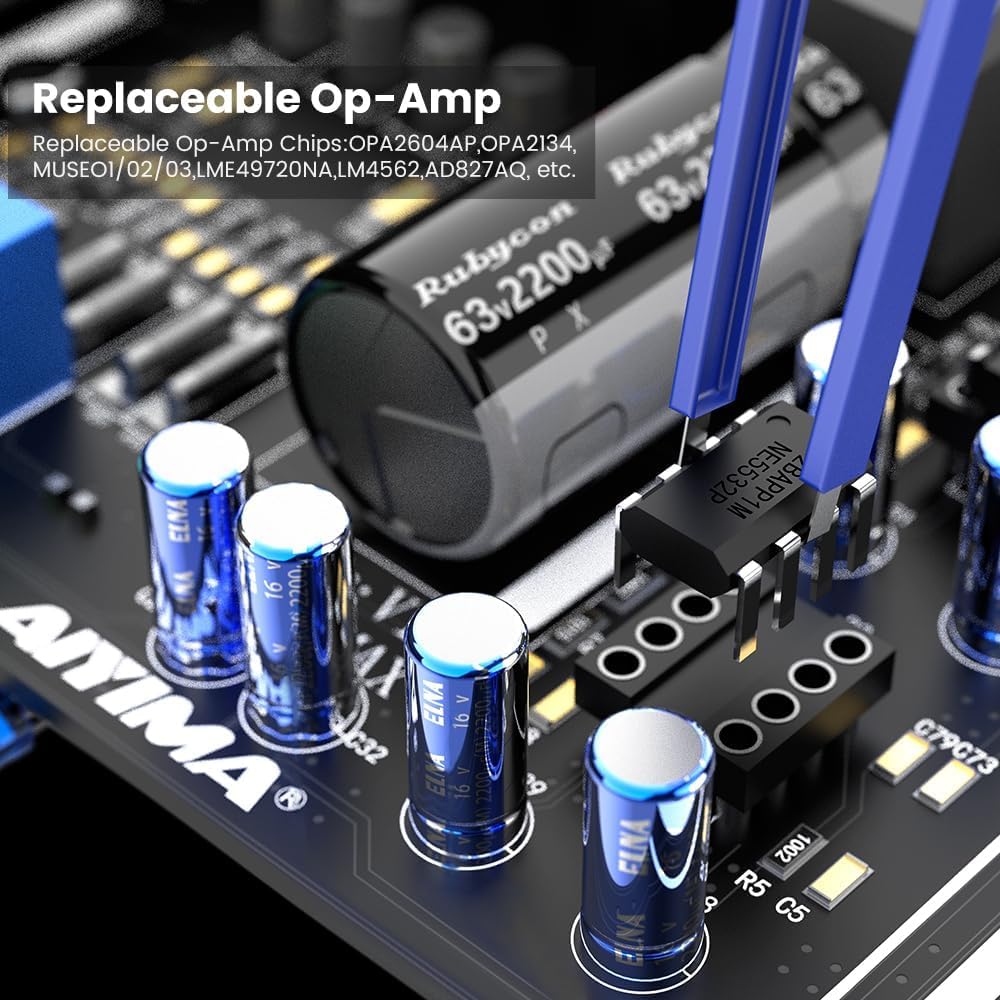 AIYIMA A07 MAX 2 Channel Stereo Amplifier Home Audio 300W*2 TPA3255 Class D Power Amp/Bridgeable Mono Amplifier 600 Watt with 3.5mm Line Output for Passive Bookshelf Speakers+DC36V 6A Power Adapter