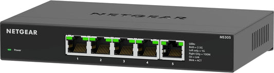 NETGEAR 5-Port Multi-Gigabit Ethernet Unmanaged Essentials Network Switch (MS305) - with 5 x 1G/2.5G, Desktop or Wall Mount, and Limited 3 Year Protection