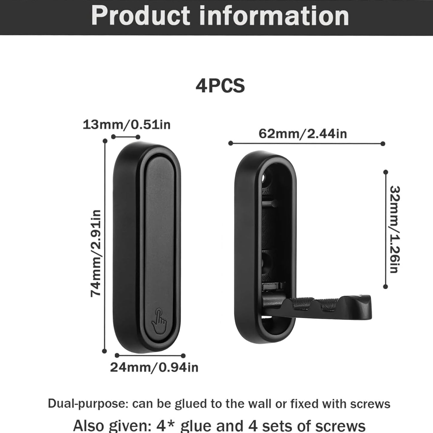 4PCS Gold Foldable Wall Hooks, Metal Folding Hooks Wall Mount, Easy Installation, Suitable for Bathroom Kitchen, Flip Down Hook for Wal l Hanging Coat, Bag, Towel, Key, Hat (Black)