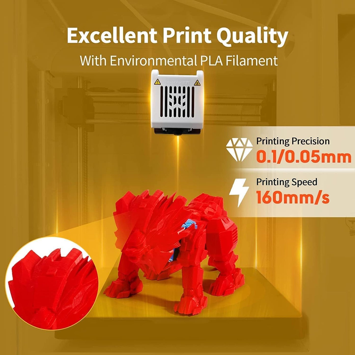 X-Maker 3D Printer for Kids and Beginners, Fully Assembled High-Speed 3D Printer with Auto Leveling Bed, Wi-Fi Printing, High Precision Small 3D Printer with App, PLA Filament Supported