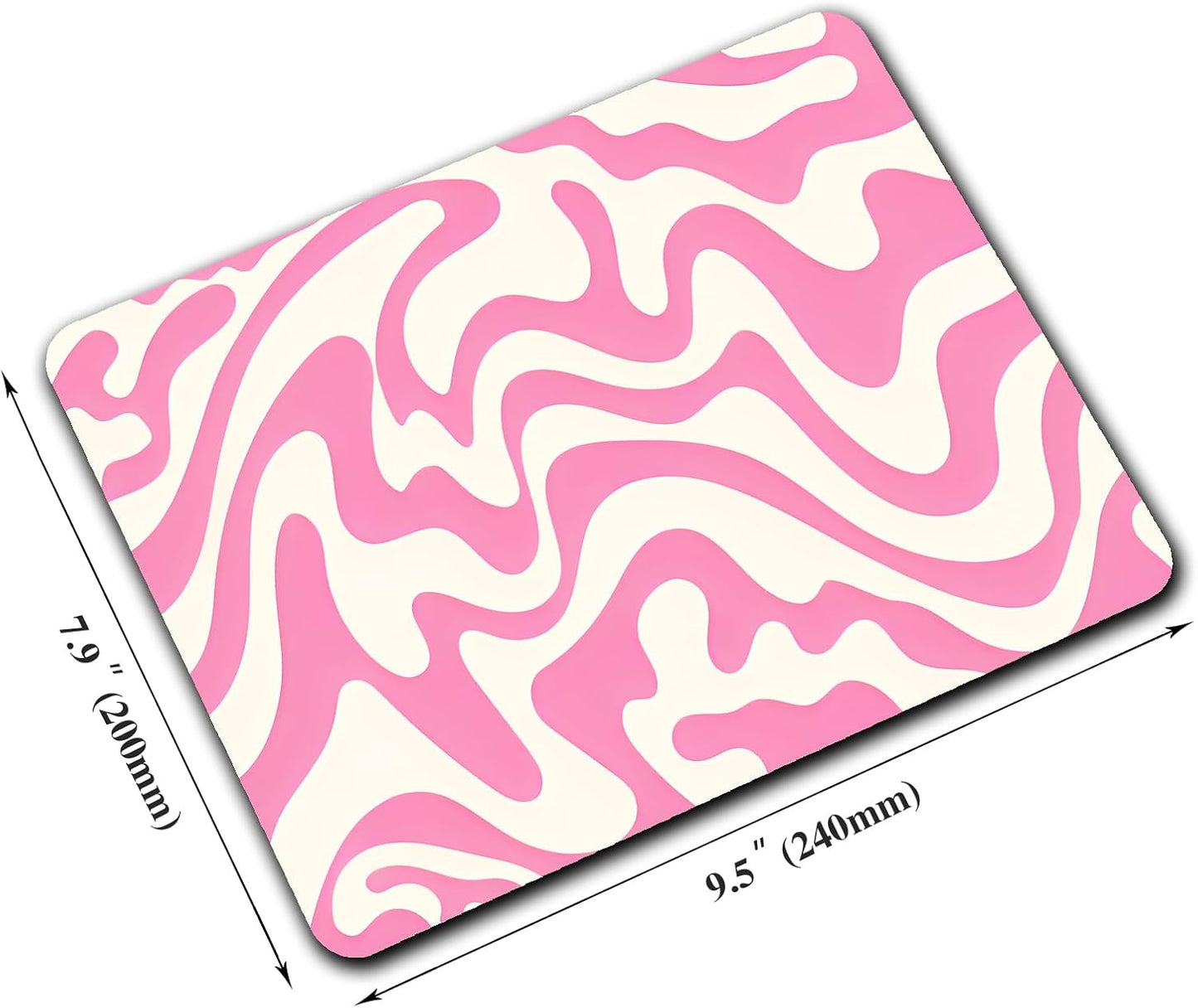 Abstract Pink Topographic Custom Mouse Pad with Non-Slip Rubber, Small Square Design for Wireless Laptop & Computer Mouse Pads for Desk, 9.5 x 7.9 inch Smooth Surface for Gaming & Office