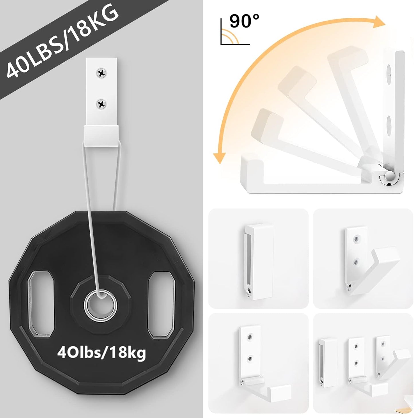 Folding Coat Hooks, 5pcs White Wall Hooks Heavy Duty for Hanging Coat Towel Backpack, Foldable Adhesive Hooks, Headphone Jacket Holder, Aluminum Alloy Hook with Screws for Purse Hat Bag Keys