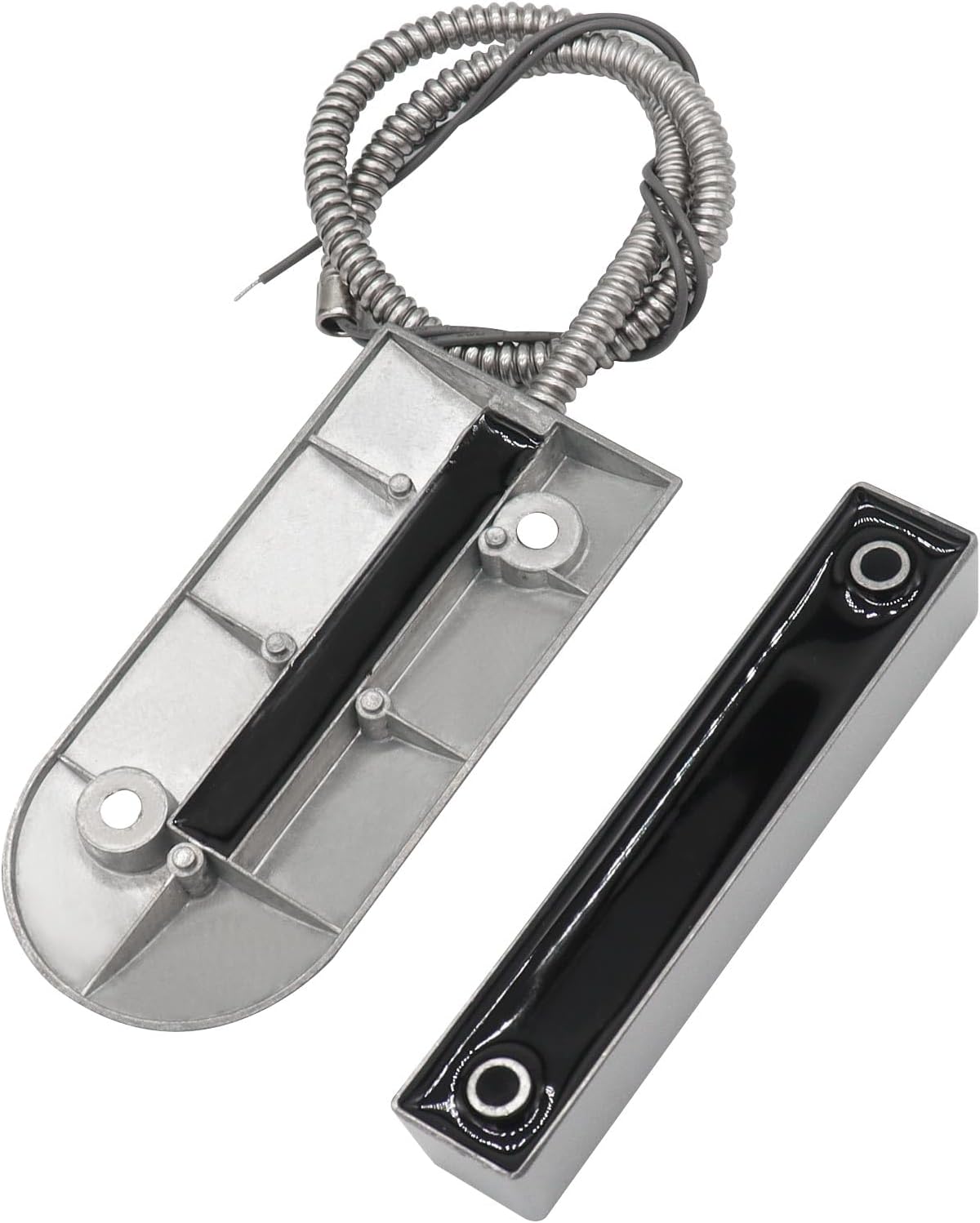 Magnetic Reed Switch Wired Surface Mount Normally Closed NC Contact Sensor Alarm Magnetic Door Switch with 2 Wires, Zinc Alloy Sliver, OC-60