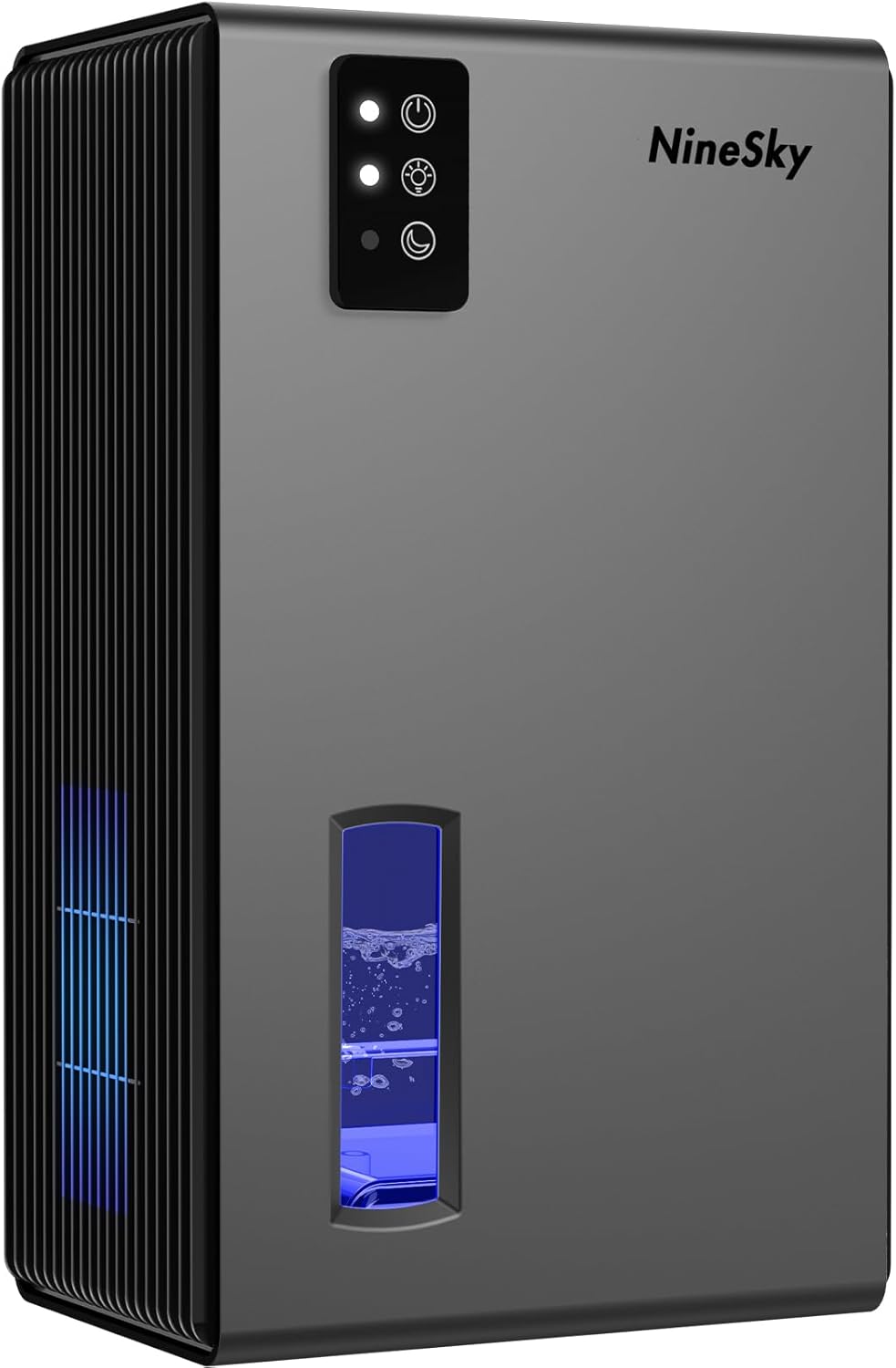 NineSky Dehumidifiers for Home, 95 OZ Water Tank, (1000 sq.ft) Dehumidifiers for Bathroom Bedroom Basement with Auto Shut Off,7 Colors LED Light(Gray)